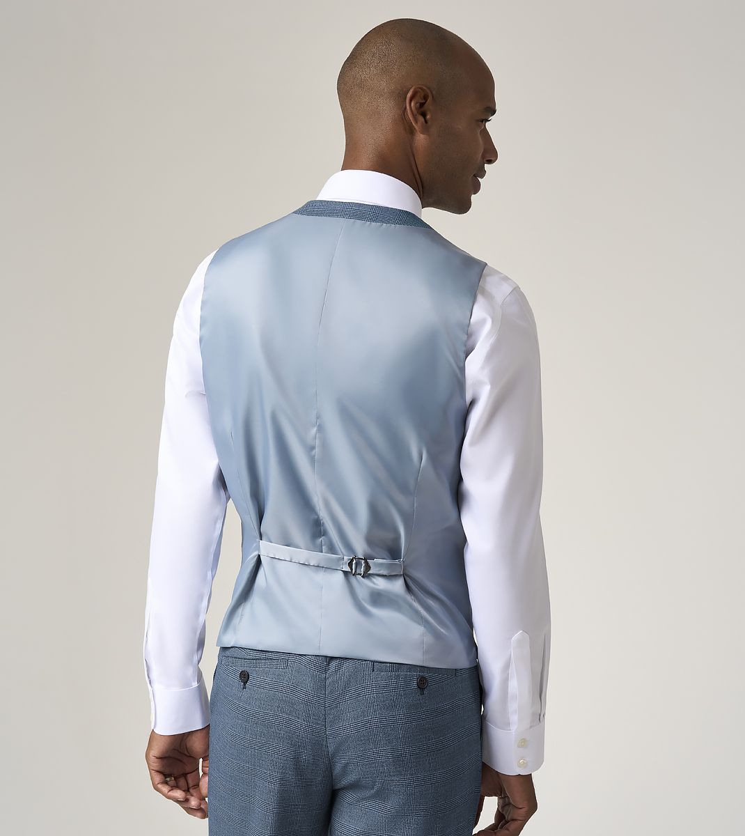 Skopes Anthony X-Long Check Waistcoat Blue
