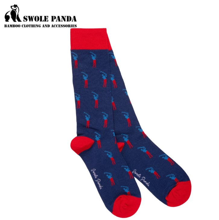 Swole Panda Bamboo Golfer Print Socks Blue