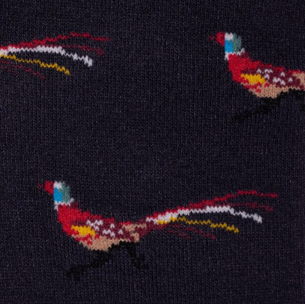 Swole Panda Bamboo Pheasant Print Socks Navy