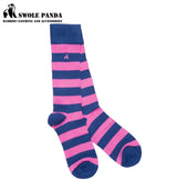 Swole Panda Bamboo Pink Stripe Socks Pink