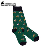 Swole Panda Bamboo Tractor Print Socks Green