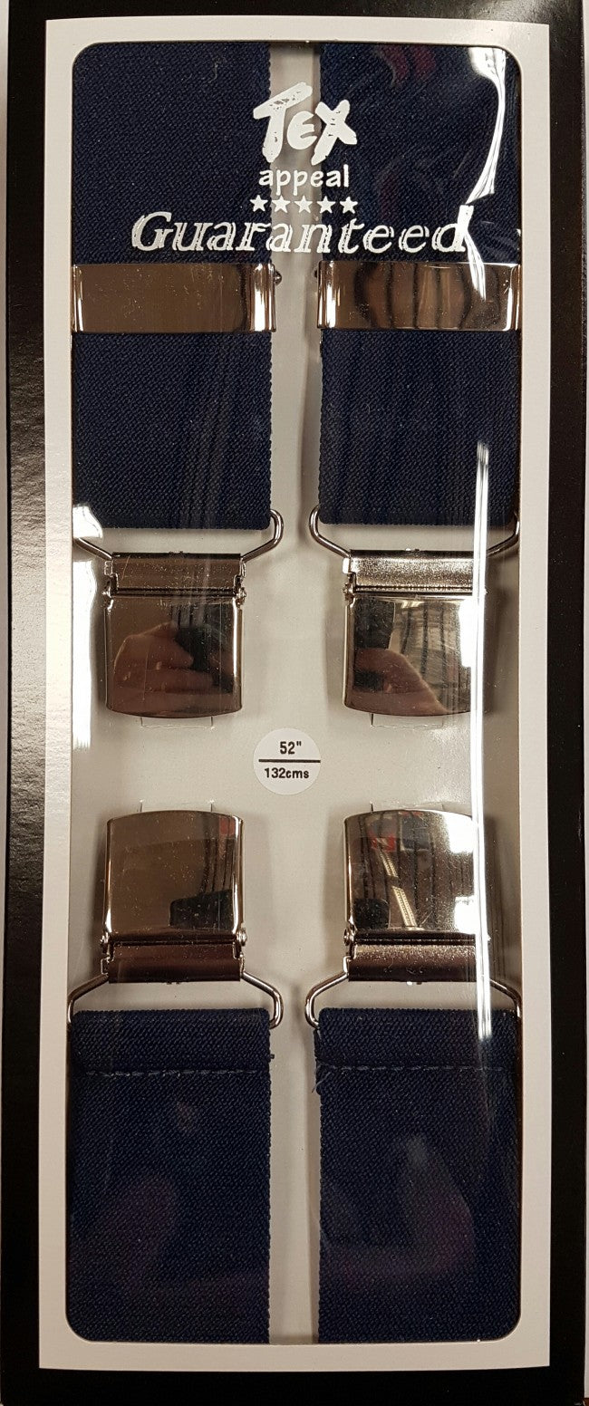 Tex Heavy Cushion Navy Clip Braces Navy