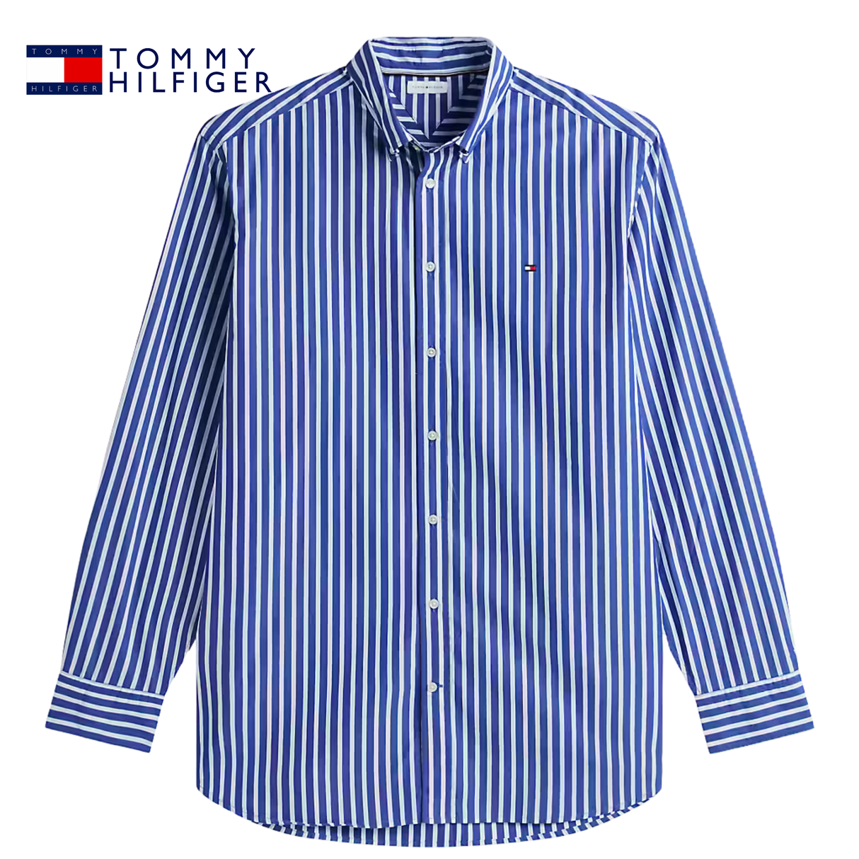 Tommy Hilfiger Flex Poplin Stripe Shirt Blue