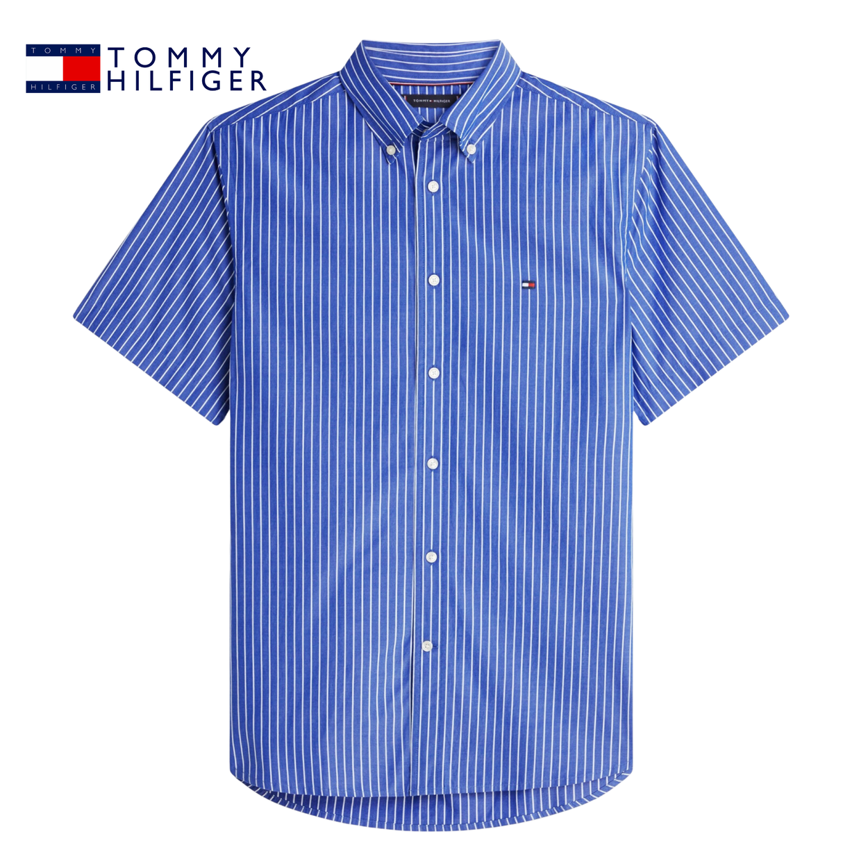 Tommy Hilfiger Poplin Stripe Blue Shirt Blue