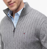 Tommy Hilfiger Cable Knit Half Zip Knit Grey