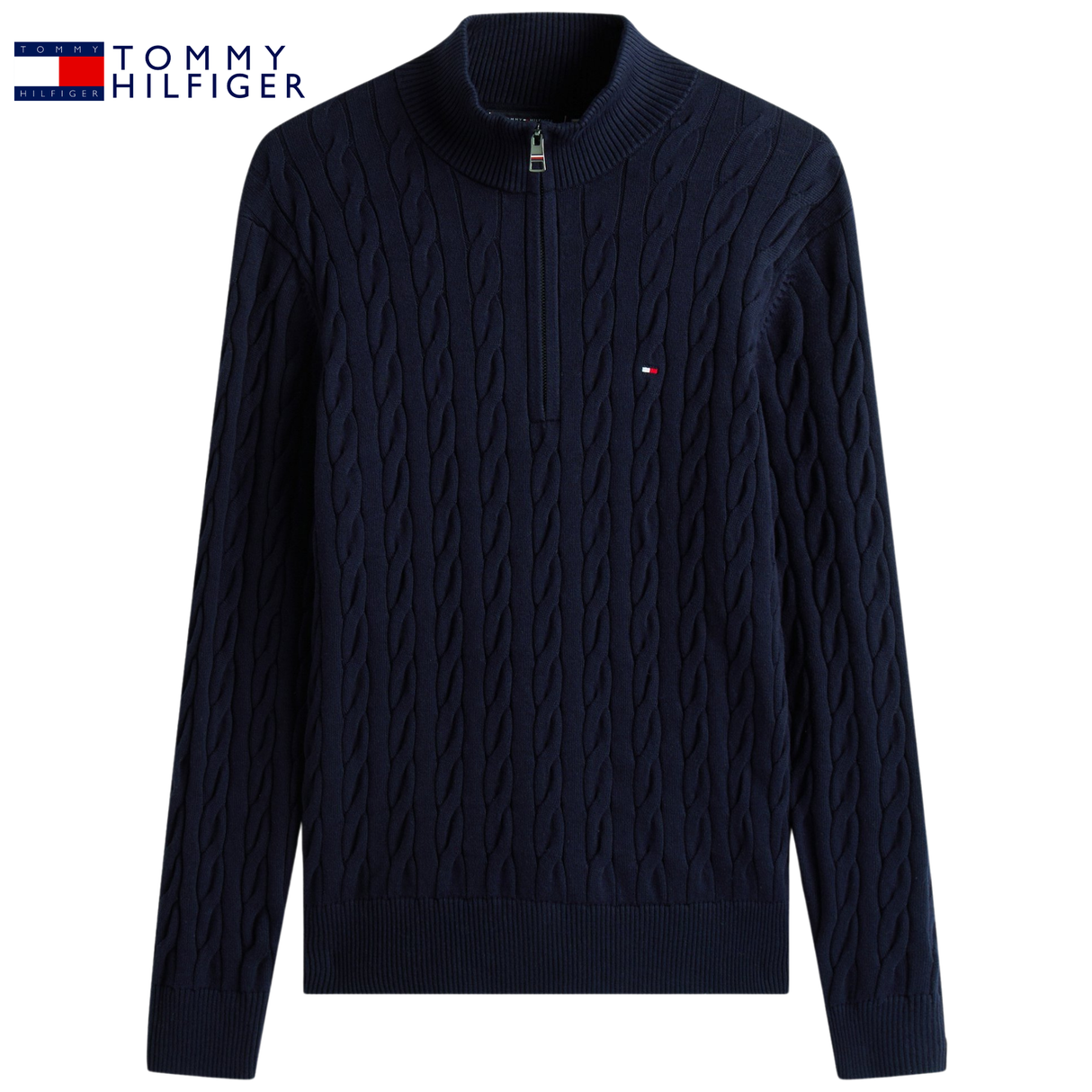 Tommy Hilfiger Cable Knit Half Zip Navy Navy