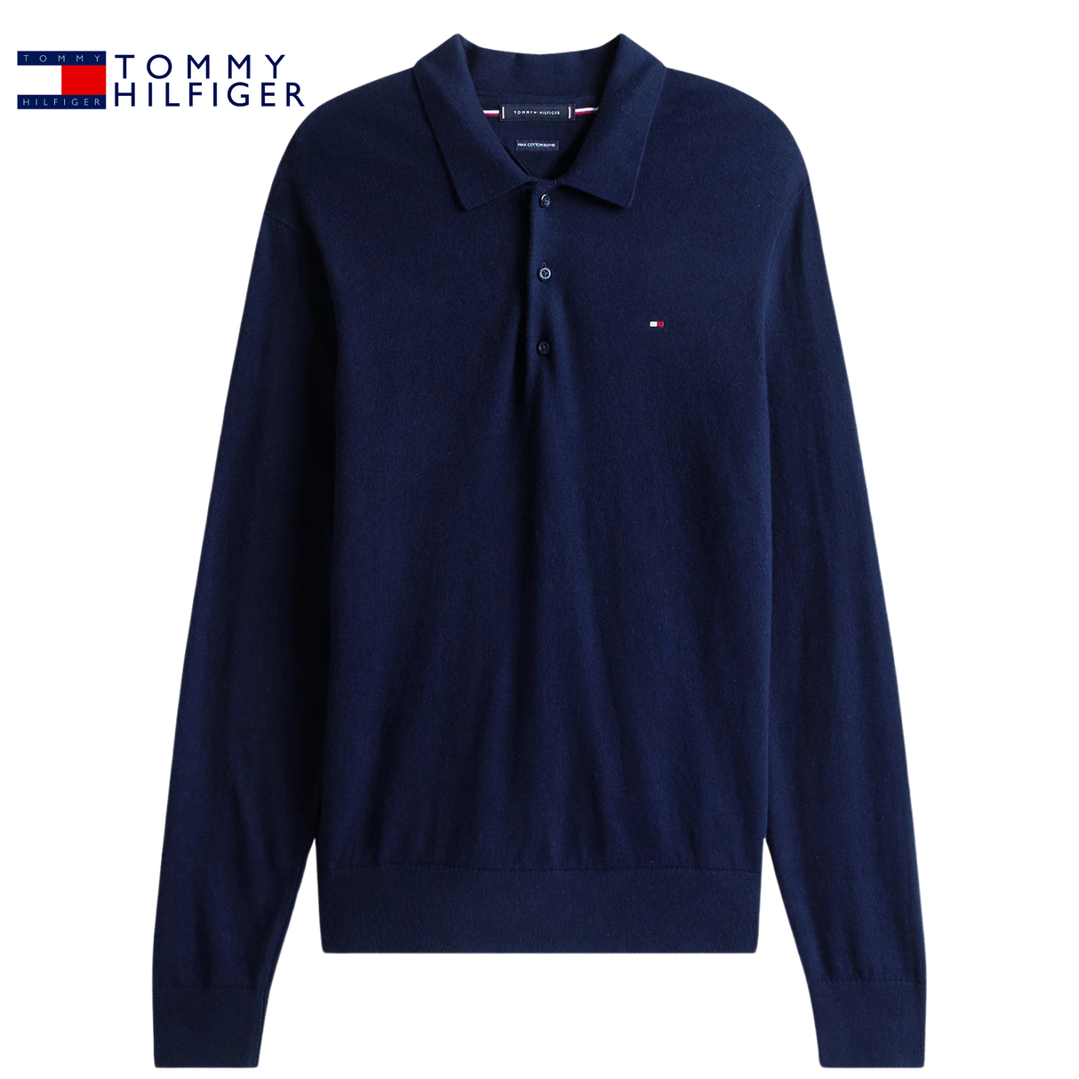 Tommy Hilfiger Cashmere Long Sleeve Polo Navy
