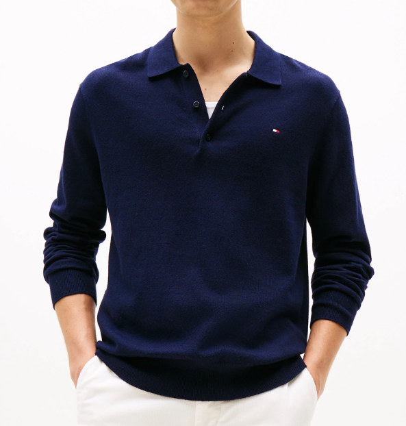 Tommy Hilfiger Cashmere Long Sleeve Polo Navy