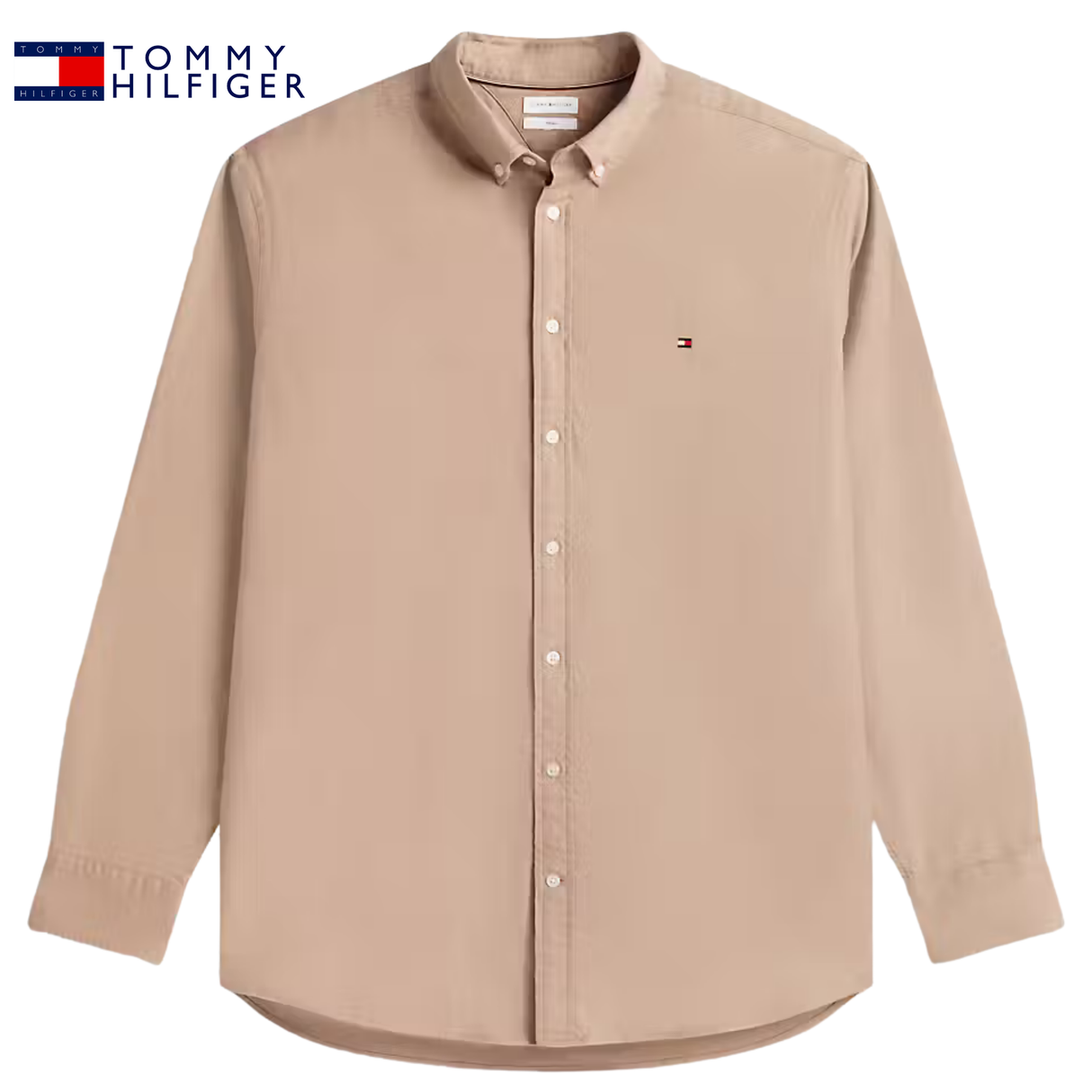 Tommy Hilfiger Solid Flannel Beige Shirt Beige