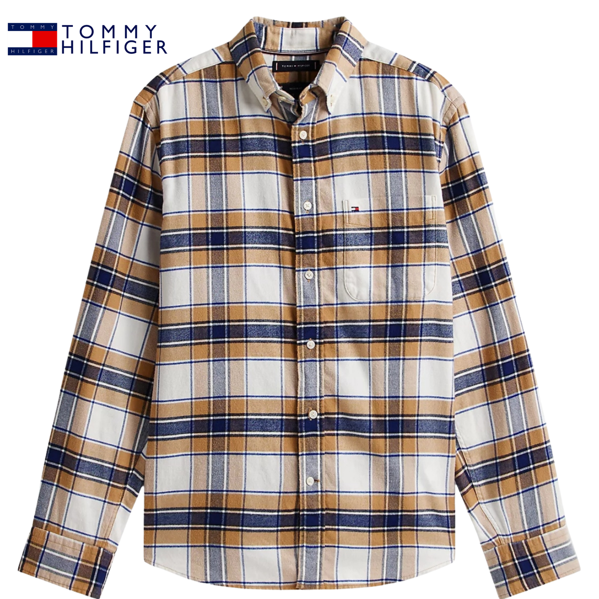 Tommy Hilfiger Flannel Check Beige Shirt Beige