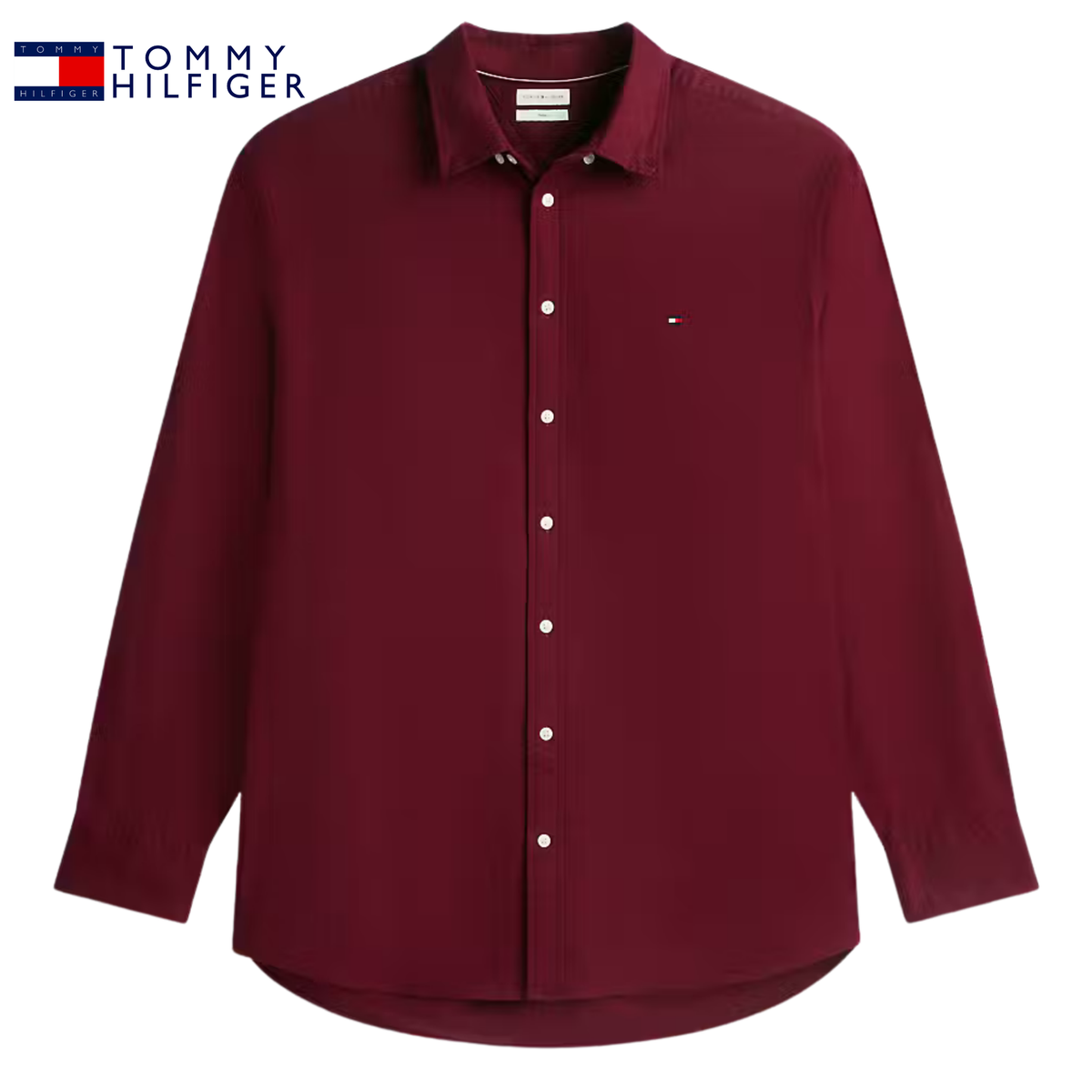 Tommy Hilfiger Solid Flannel Wine Shirt Wine