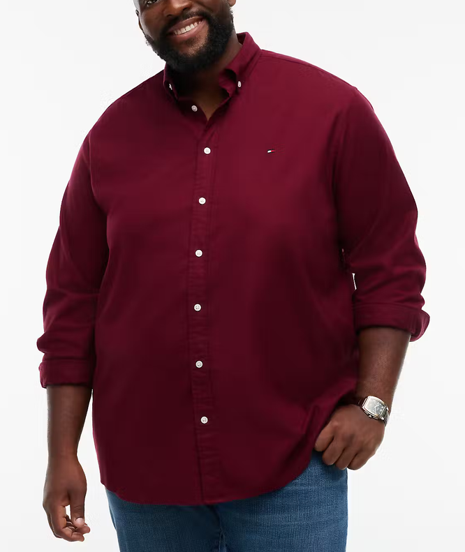 Tommy Hilfiger Solid Flannel Wine Shirt Wine