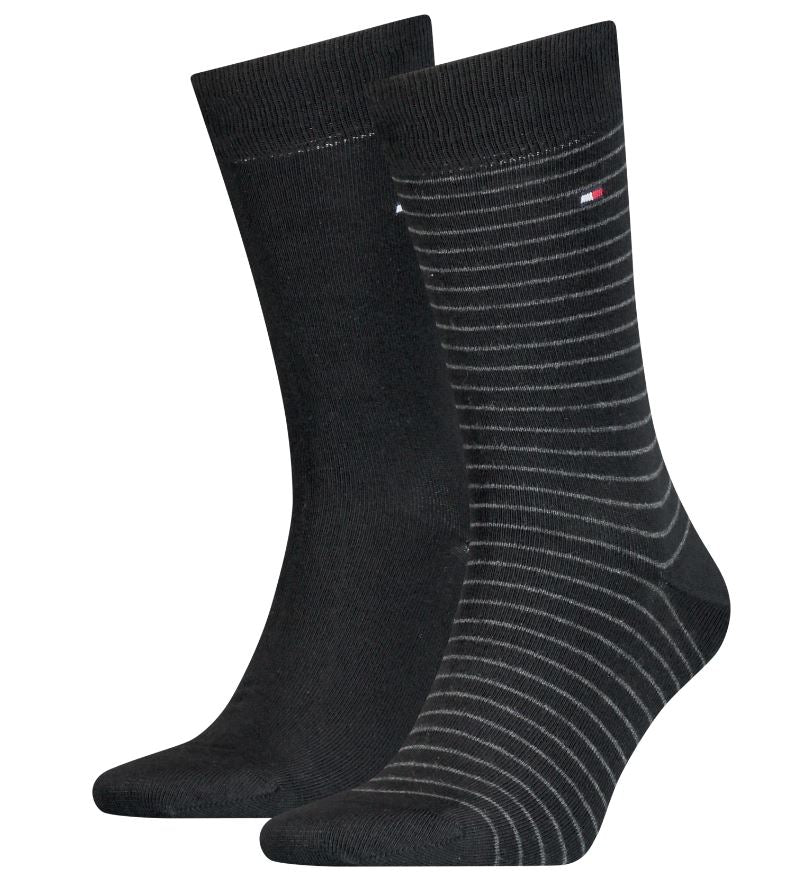 Tommy Hilfiger 2-Pack Black Stripe Socks Black