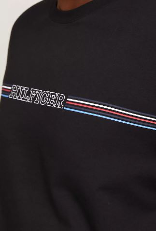 Tommy Hilfiger Stripe Chest Black Tee Black