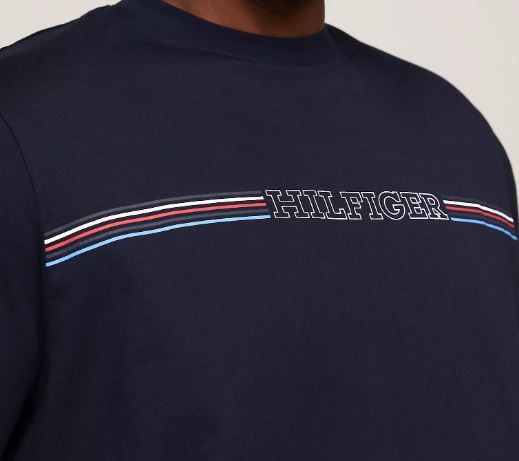 Tommy Hilfiger Stripe Chest Navy T-Shirt Navy