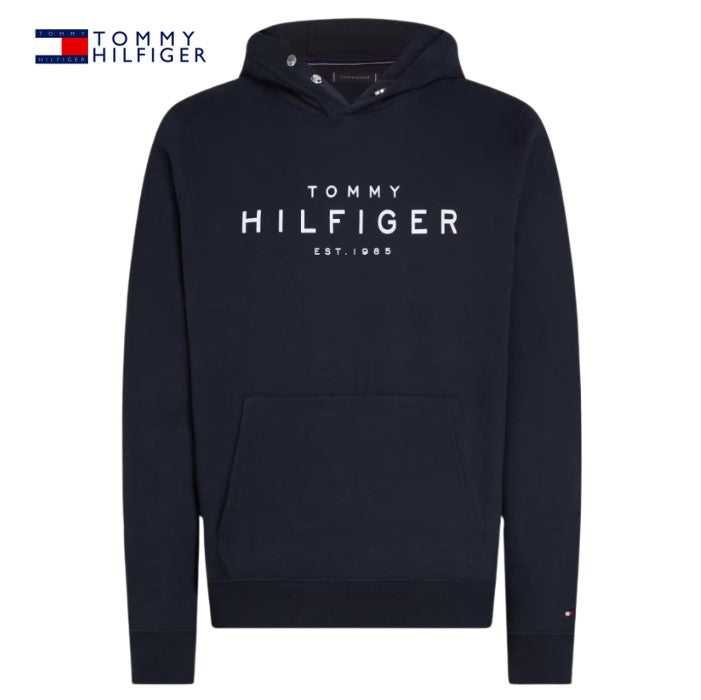 Tommy Hilfiger Button Collar Navy Hoodie Navy