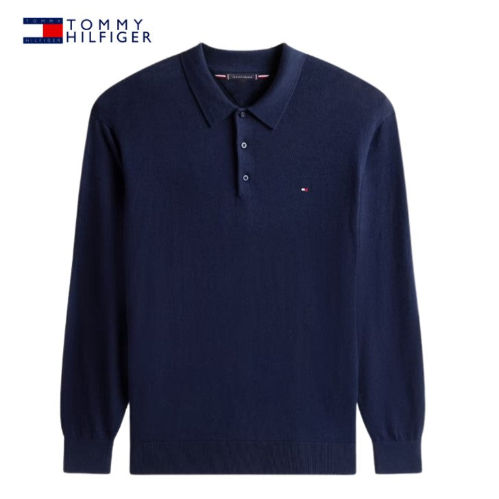 Tommy Hilfiger Cashmere Long Sleeve Polo Navy
