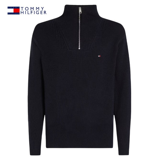Tommy Hilfiger Chunky Knit Quarter Zip Navy