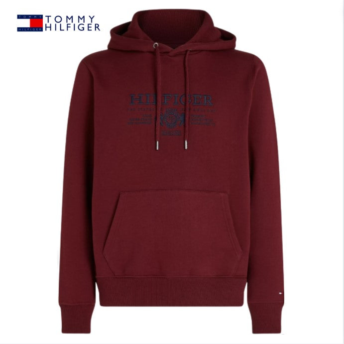Tommy Hilfiger Crest Logo Rouge Hoodie Wine