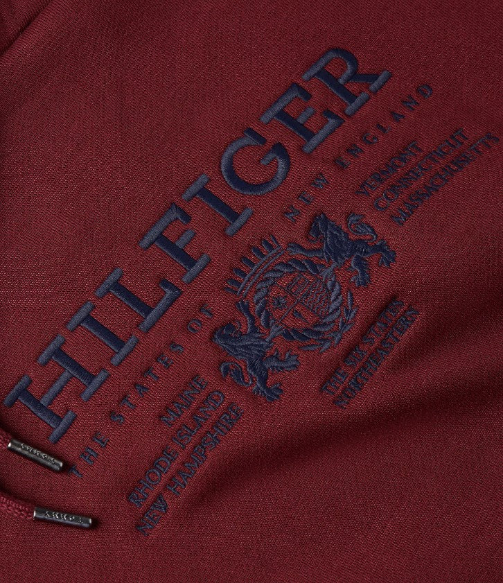 Tommy Hilfiger Crest Logo Rouge Hoodie Wine