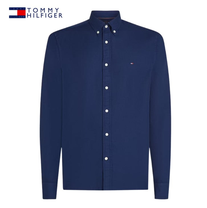 Tommy Hilfiger Dobby Preppy Blue Shirt Blue