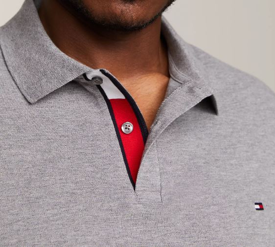 Tommy Hilfiger Flag Placket Grey Polo Grey