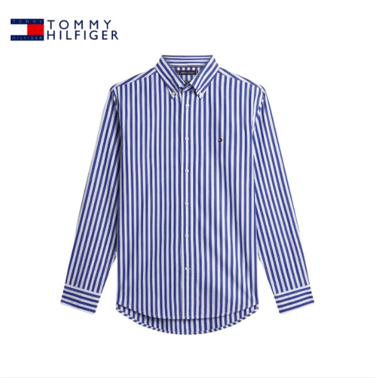 Tommy Hilfiger Flex Poplin Stripe Shirt Blue