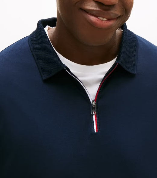 Tommy Hilfiger Long Sleeve Zip Navy Polo Navy