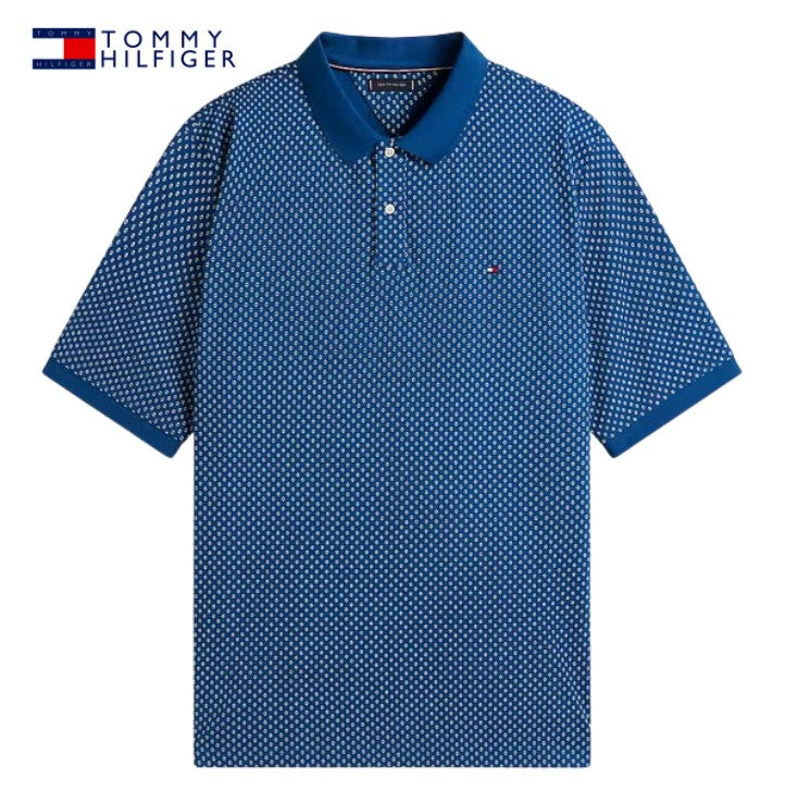 Tommy Hilfiger Interlock Print Blue Polo Blue