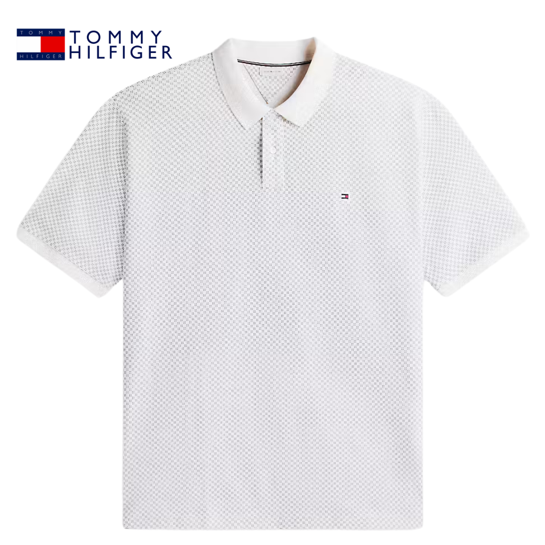 Tommy Hilfiger Microprint Pique Polo White