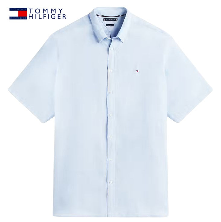 Tommy Hilfiger Linen Pigment Blue Shirt Blue