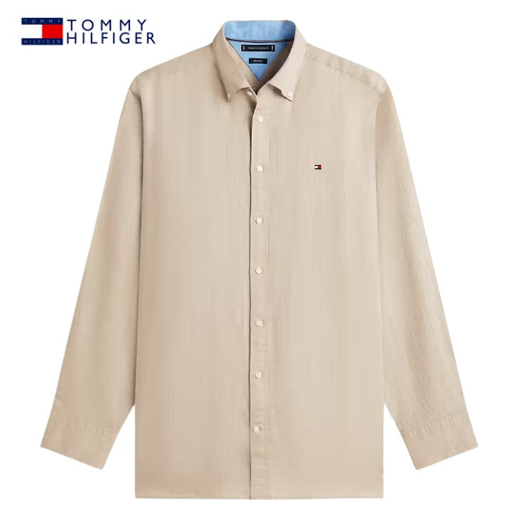 Tommy Hilfiger Linen Blend Beige Shirt Beige