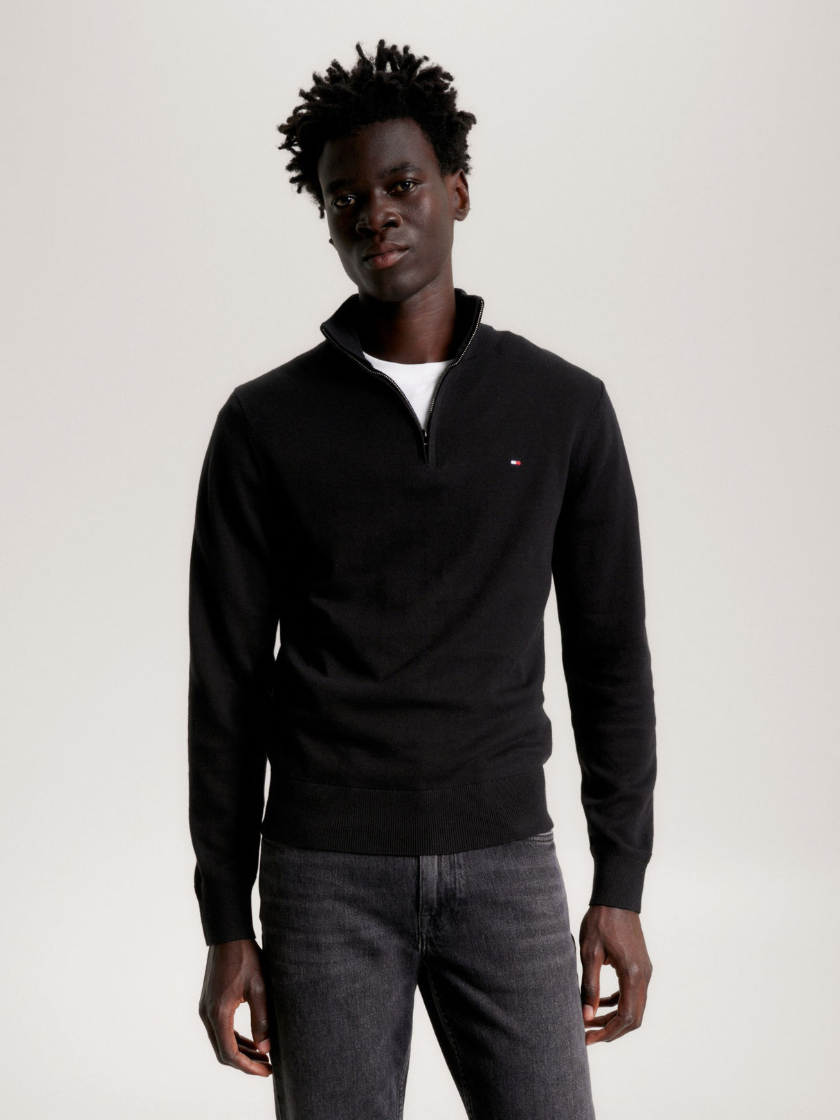 Tommy Hilfiger Quarter Zip Black Knit Black