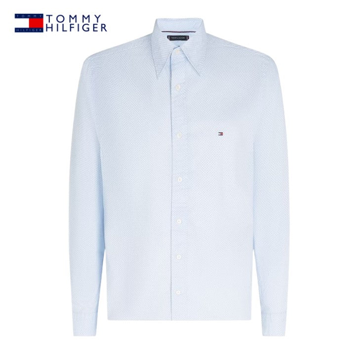Tommy Hilfiger Blue Micro Print Shirt Blue – Kingsize Ireland