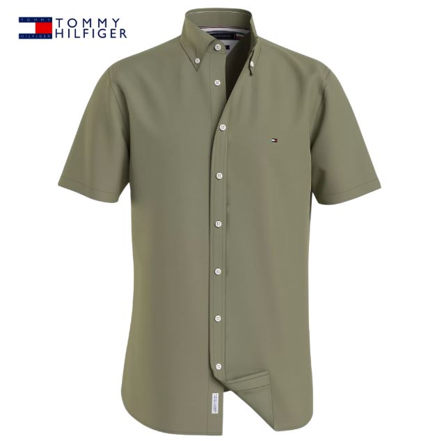 Tommy Hilfiger Poplin Olive Shirt Green