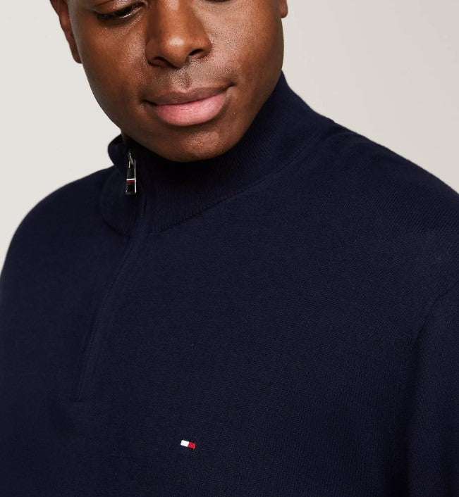 Tommy Hilfiger Quarter Zip Cashmere Knit Navy