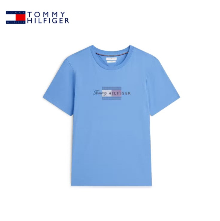 Tommy Hilfiger Script Flag Logo Blue Tee Blue