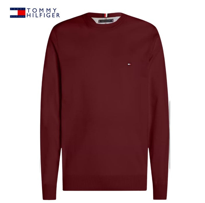 Tommy Hilfiger Structured Crew Neck Knit Wine