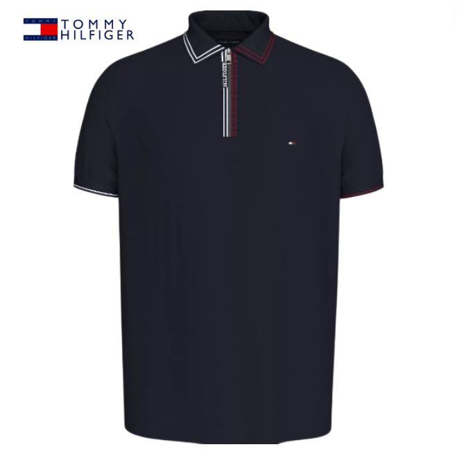 Tommy Hilfiger Placket Zip Navy Polo Navy