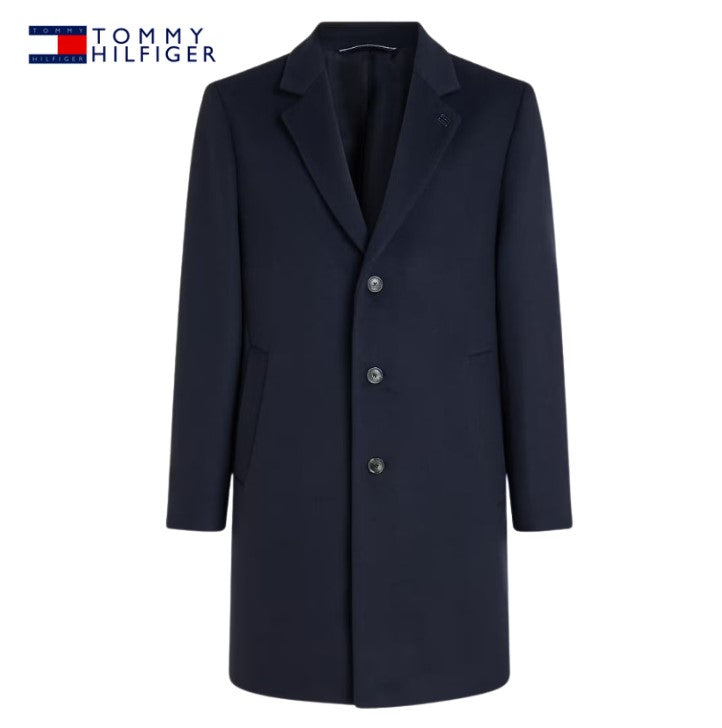 Tommy Hilfiger Wool Mix Button Coat Navy