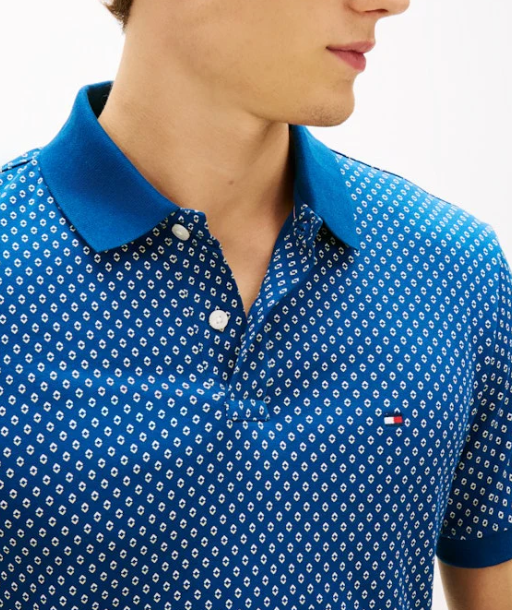 Tommy Hilfiger Interlock Print Blue Polo Blue