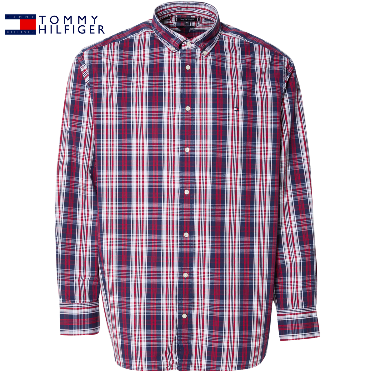 Tommy Hilfiger Flex Poplin Check Shirt Red