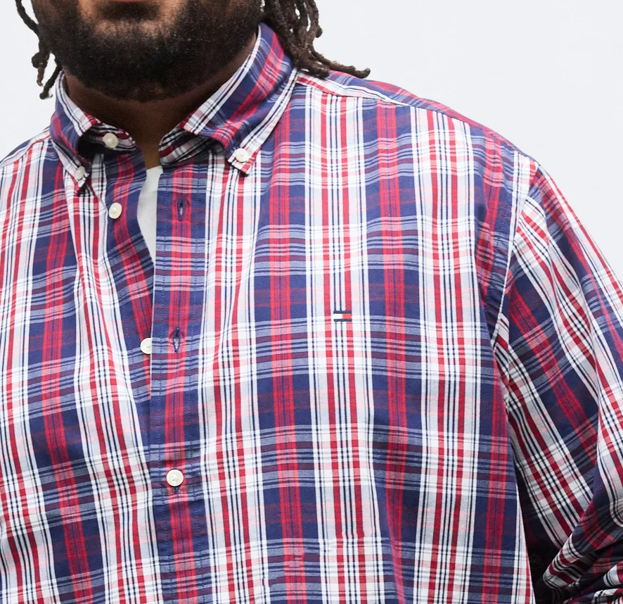 Tommy Hilfiger Flex Poplin Check Shirt Red