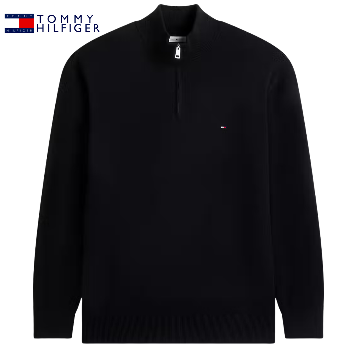 Tommy Hilfiger 1/4 Zip Cashmere Knit Black