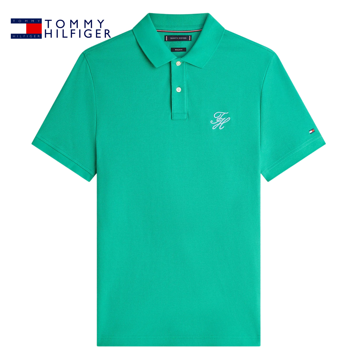 Tommy Hilfiger Script Logo Jade Polo Green