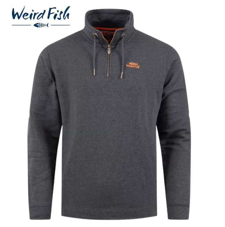 Weird Fish Brampton Qtr Zip Navy Sweater Navy