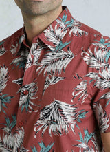 Weird Fish Faraway Print Paprika Shirt Red