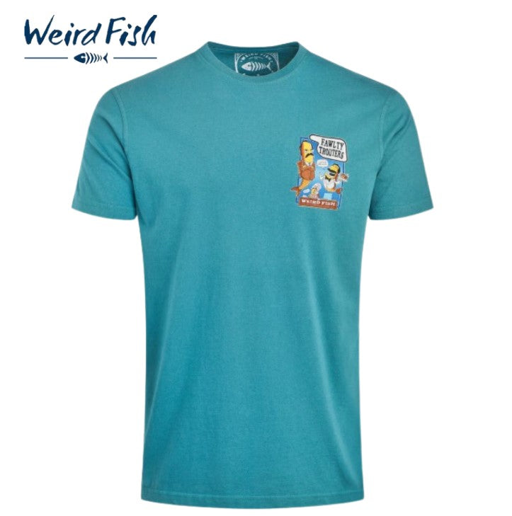 Weird Fish Fawlty Trouters Teal T-Shirt Green