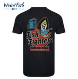 Weird Fish Fish Fighters Art T-Shirt Navy