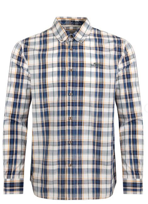 Weird Fish Fresno Ecru Long Sleeve Shirt Blue